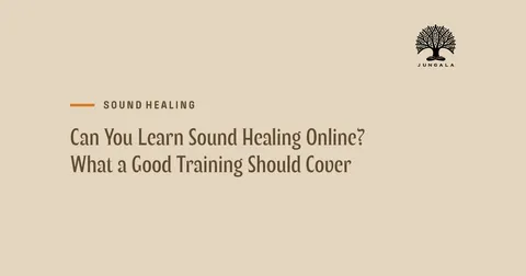 Sand-colored title card with a tree logo and the label Sound healing